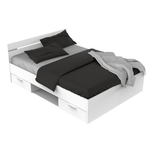 Lit 140x190 cm avec rangments MICHIGAN blanc