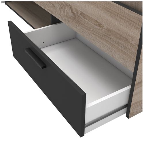 Lit 140x190 cm avec rangements MICHIGAN imitation chêne et noir