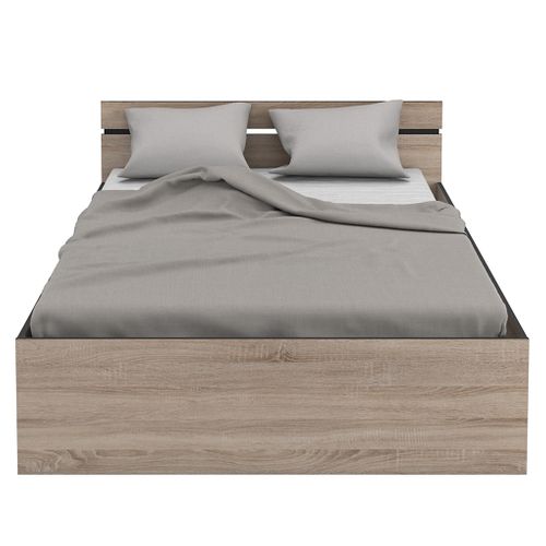 Lit 140x190 cm avec rangements MICHIGAN imitation chêne et noir