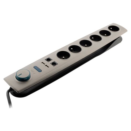 Multiprise Parafoudre 6 Prises 16a Avec Interrupteur + USB Rj11 - Otio