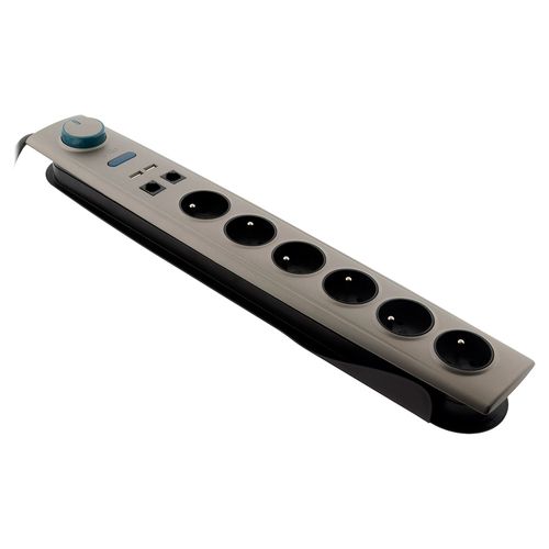 Multiprise Parafoudre 6 Prises 16a Avec Interrupteur + USB Rj11 - Otio