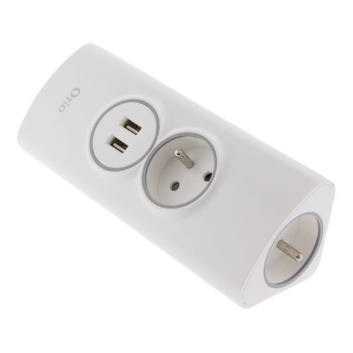 Multiprise D'angle 2p 16a + 2 USB à Câbler - Blanc - Otio