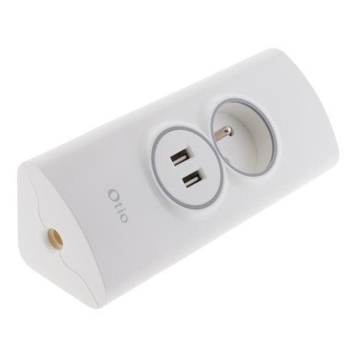 Multiprise D'angle 2p 16a + 2 USB à Câbler - Blanc - Otio