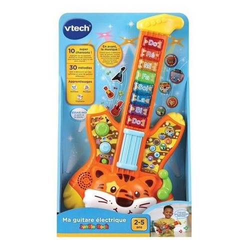 Guitare Électrique Enfant Jungle Rock Tigre - 2-5 Ans, 8 Touches Lumineuses