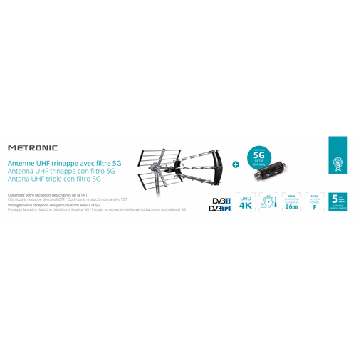 Antenne D'extérieur Trinappe 26 dB + Filtre 694 Mhz
