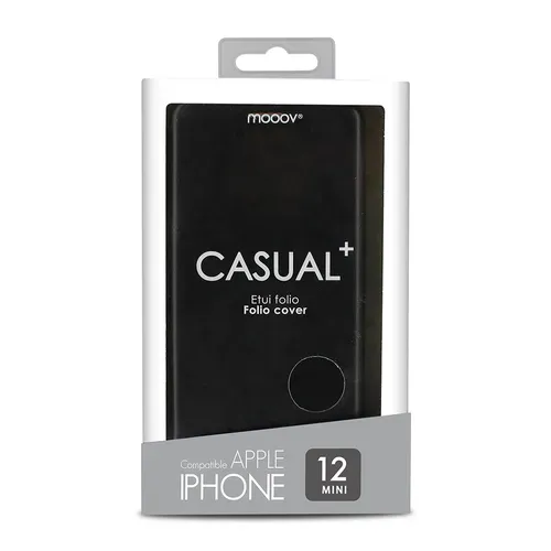 Etui Folio Clam Pour iPhone 12 Mini - Noir