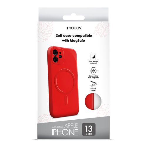 Coque étui Magnétique Anti-choc Pour IPhone 13 Mini - Rouge (avec Anneau)