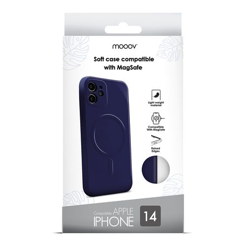 Coque Semi-rigide Mooov Pour IPhone 15 Plus - Bleu Acier, Compatible MagSafe, Neuve