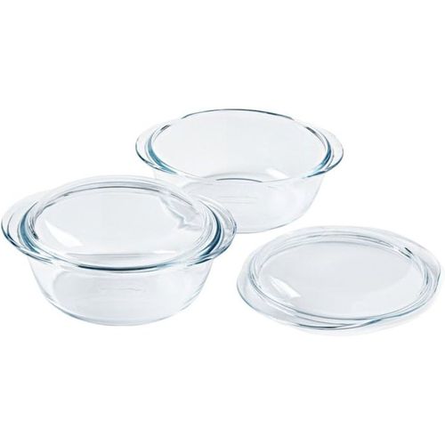Lot De 2 Cocottes Rondes En Verre Borosilicaté 1,6 L D.27 Cm