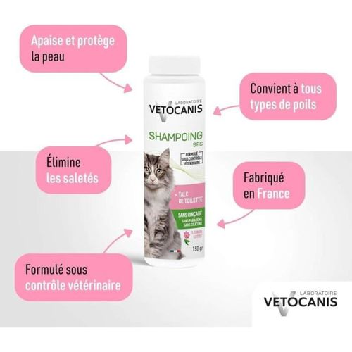 Shampoing Sec Talc 150 G Pour Chat — Parfum Fleur De Lotus