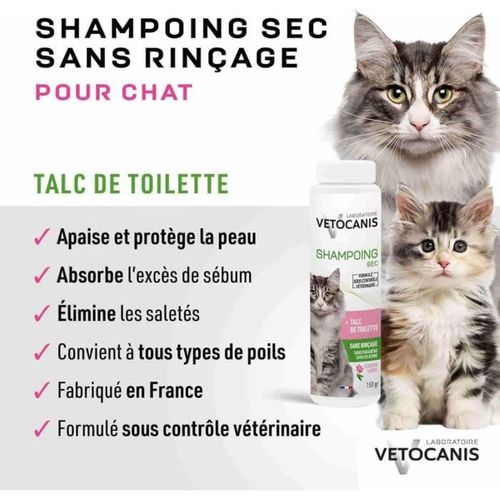 Shampoing Sec Talc 150 G Pour Chat — Parfum Fleur De Lotus