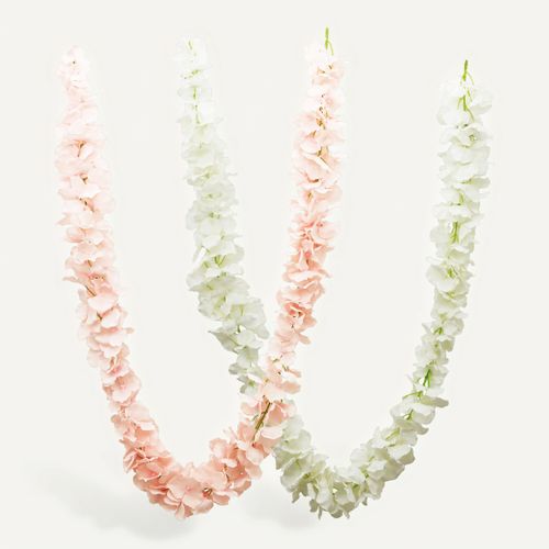 Guirlandes de fleurs H. 150 cm  Rose clair / Blanc vue de face