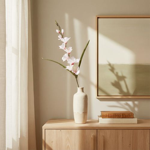 Glaieul tige 7 fleurs H. 80 cm  Blanc