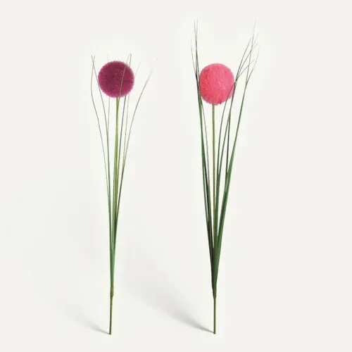 Herbe boule H. 64 cm Rose fushia vue de face