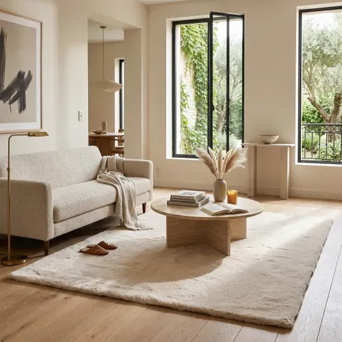 Tapis 150x200 cm RABBIT Beige vue d'ambiance 1