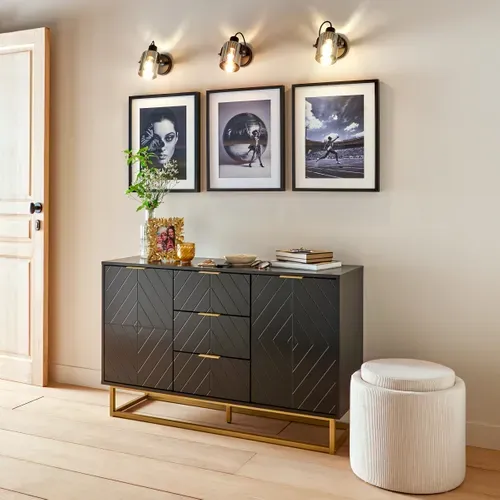 Pouf H. 46 cm SIMON Blanc vue d'ambiance 1