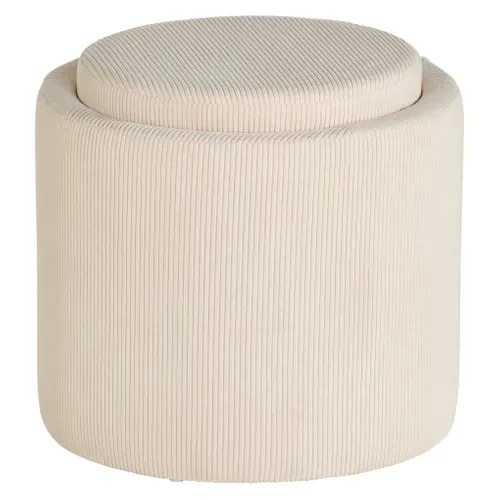 Pouf H. 46 cm SIMON Blanc vue de face