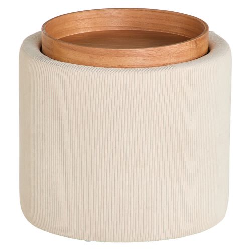 Pouf H. 46 cm SIMON Blanc vue 3/4