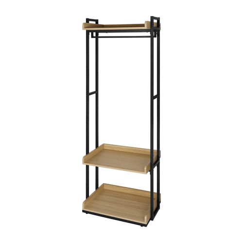 Dressing L. 60 cm 2 étagères COBEN imitation chêne et noir vue de profil