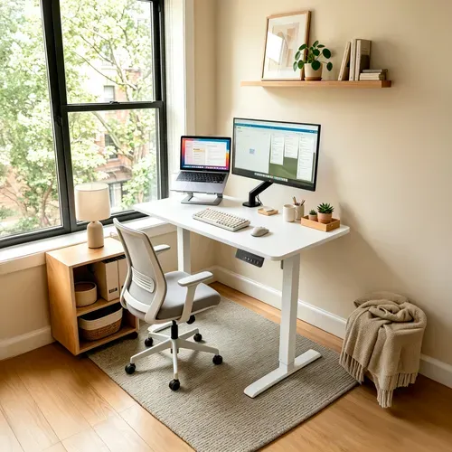 Bureau assis / debout ELEVIA blanc vue d'ambiance 1