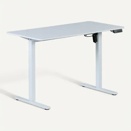 Bureau assis / debout ELEVIA blanc vue 3/4