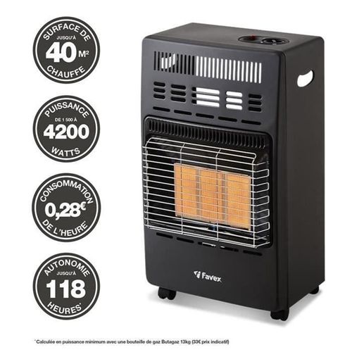 Chauffage D'appoint Infrarouge Au Gaz Butane Kern - Allumage Par Piezo - Surface De Chauffe 40m²