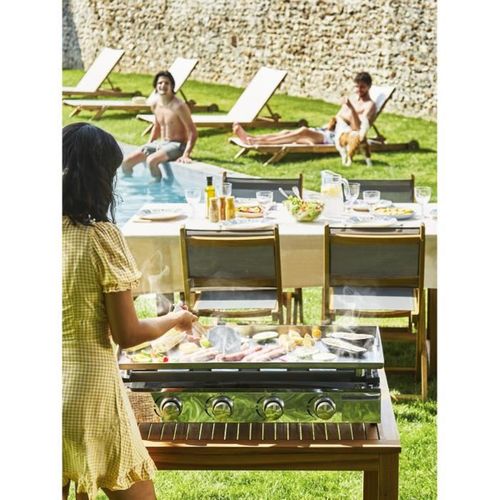 Plancha Gaz 4 Feux XXL 84 X 34 Cm — Plaque Inox 5 Mm, 10 Kw