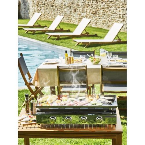 Plancha Gaz 4 Feux XXL 84 X 34 Cm — Plaque Inox 5 Mm, 10 Kw