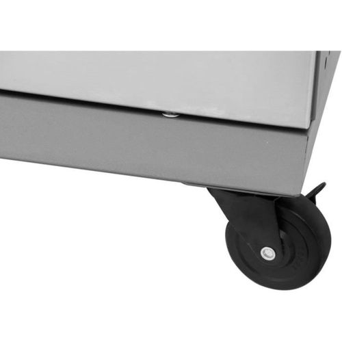 Barbecue Gaz Sur Chariot Inox 70x42 Cm – 5 Brûleurs Et Plancha Fonte
