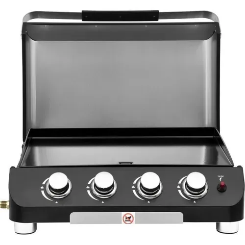 Plancha Gaz Palma 4 Brûleurs 10 Kw - Plaque Émaillée 62x35 Cm, Noir
