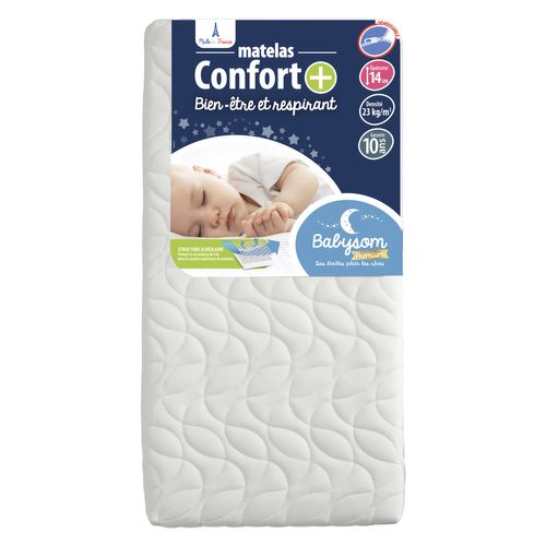 Matelas Bébé Confort+ 70x140cm - Ultra Ventilé - Déhoussable - Epaisseur 14 Cm - Garantie 10ans