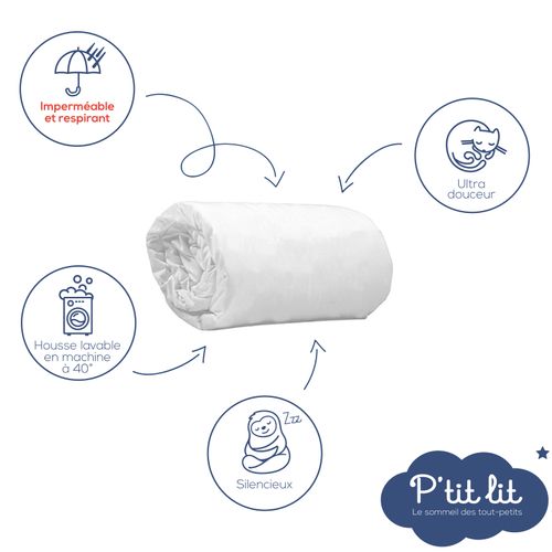 Protège Matelas Enfant Bamboo 120x190/200 Cm - Alèse Imperméable - Sans Traitement Chimique