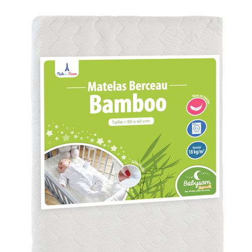 Matelas Cododo Bamboo - 90x40cm - Déhoussable - Berceau - Fabrication Francaise