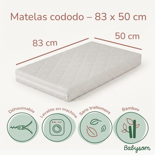 Matelas Cododo Bébé 50x83 Cm - Housse En Viscose De Bamboo -  Sans Traitement