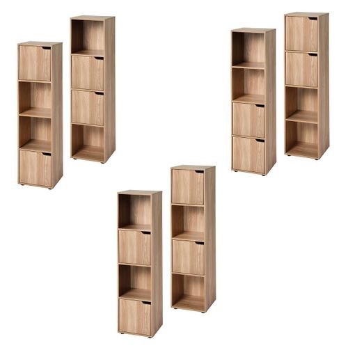 Meuble 4 Cases Décor Bois 2 Portes - L31 X H120 Cm