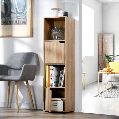 Meuble 4 Cases Décor Bois 2 Portes - L31 X H120 Cm