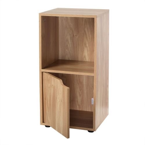Table De Chevet 2 Cases Effet Bois 1 Porte