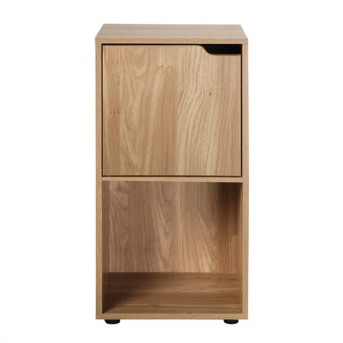 Table De Chevet 2 Cases Effet Bois 1 Porte