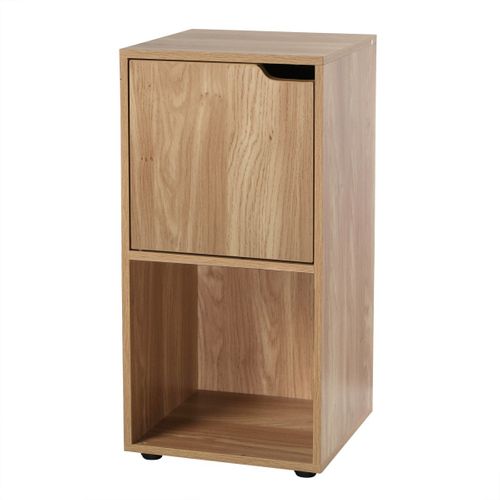 Table De Chevet 2 Cases Effet Bois 1 Porte