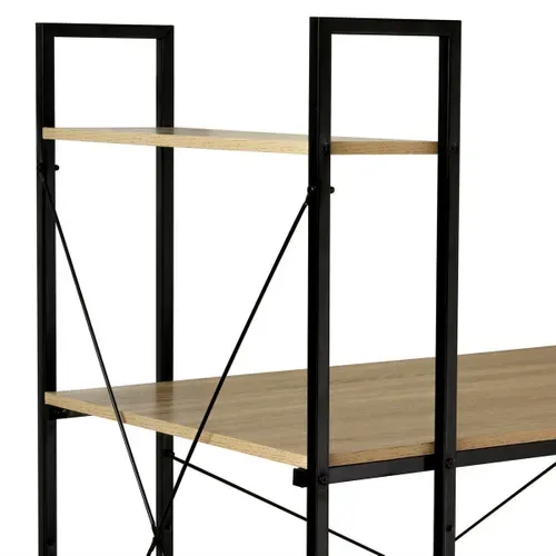Bureau Style Industriel Avec 4 Etagères L120 Cm - Bois Clair