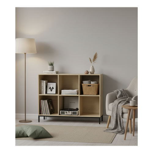 Etagère De Rangement 6 Cases Avec Pieds Métal