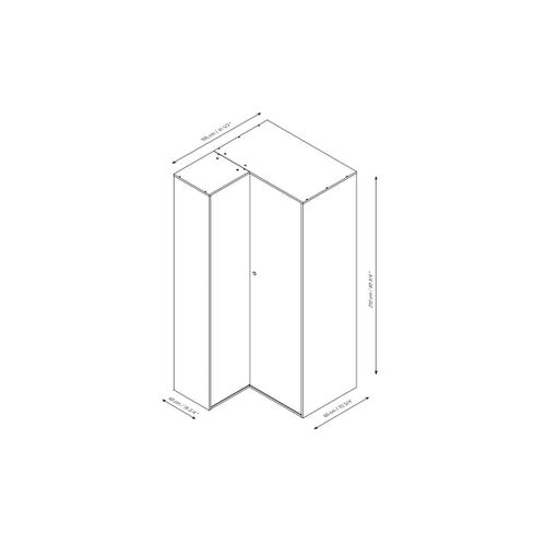Armoire D'angle 6 étagères Et 2 Penderie - Décor Blanc Et Bois