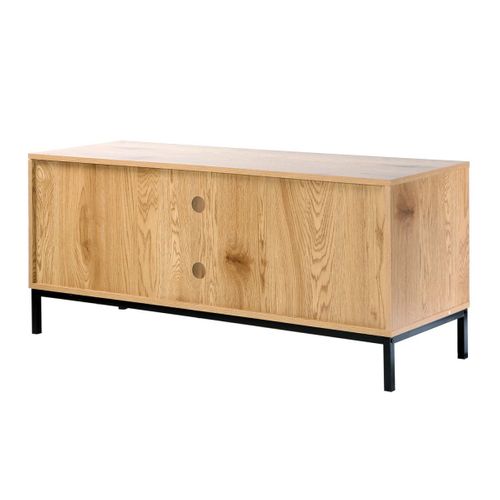 Meuble TV 2 Portes Avec Cannage Rotin Et 2 Niches - L120cm