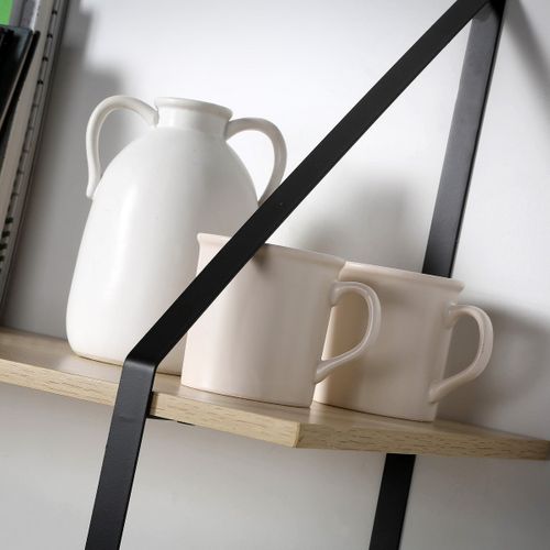 Etagère Murale à 2 Niveaux Effet Bois - L80 X H60 Cm