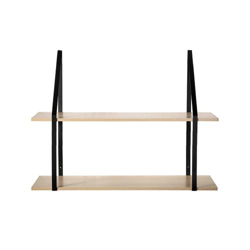 Etagère Murale à 2 Niveaux Effet Bois - L80 X H60 Cm
