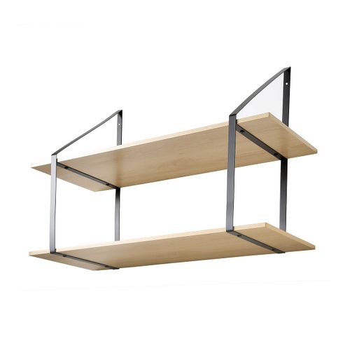 Etagère Murale à 2 Niveaux Effet Bois - L80 X H60 Cm