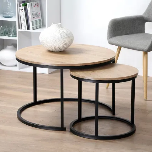 Lot De 2 Tables Basses Gigognes Rondes