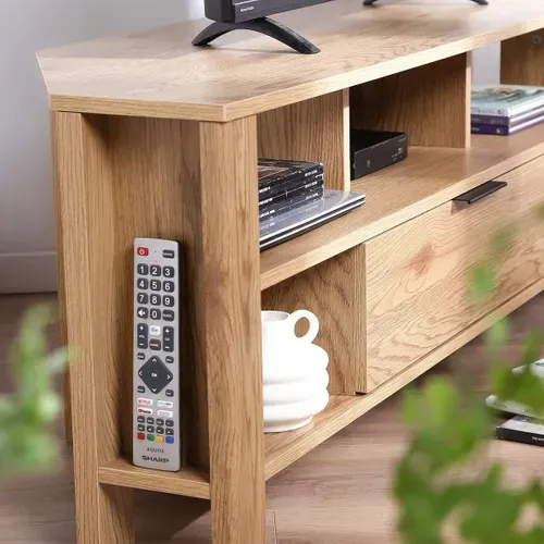 Meuble TV D'angle 1 Tiroir Décor Chêne - L120 Cm