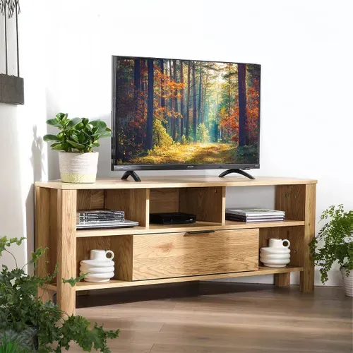 Meuble TV D'angle 1 Tiroir Décor Chêne - L120 Cm