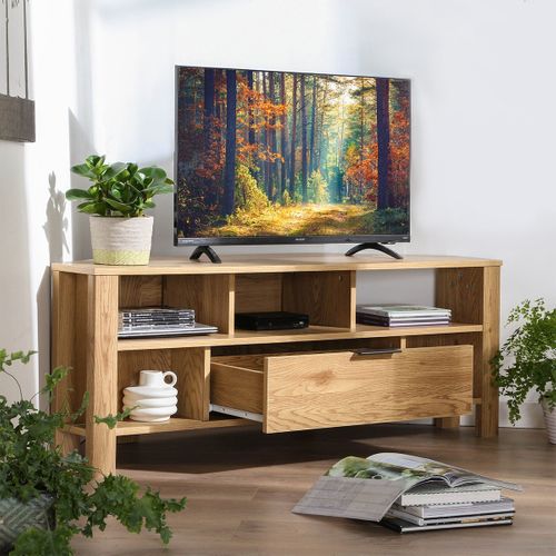 Meuble TV D'angle 1 Tiroir Décor Chêne - L120 Cm